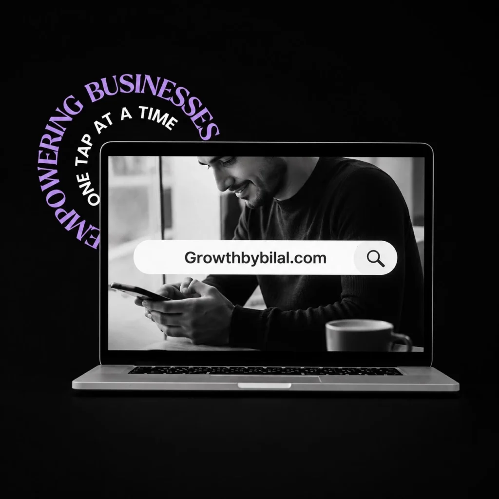 showing my website address on my laptop